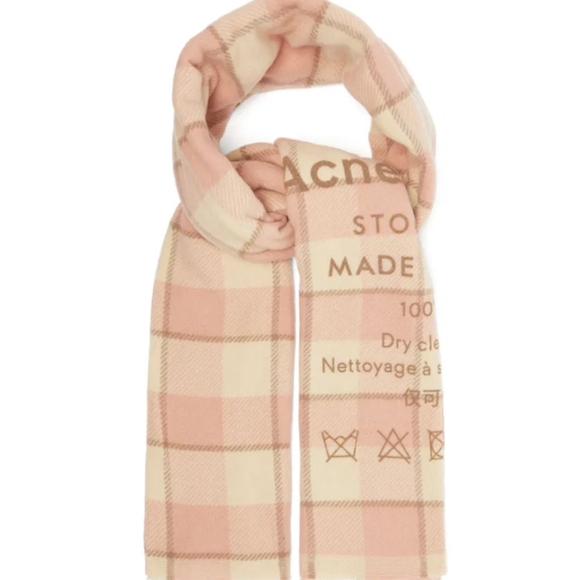 Acne Studios | Cassiar Pink Check Wool Scarf Made in Italy OS - Picture 2 of 16